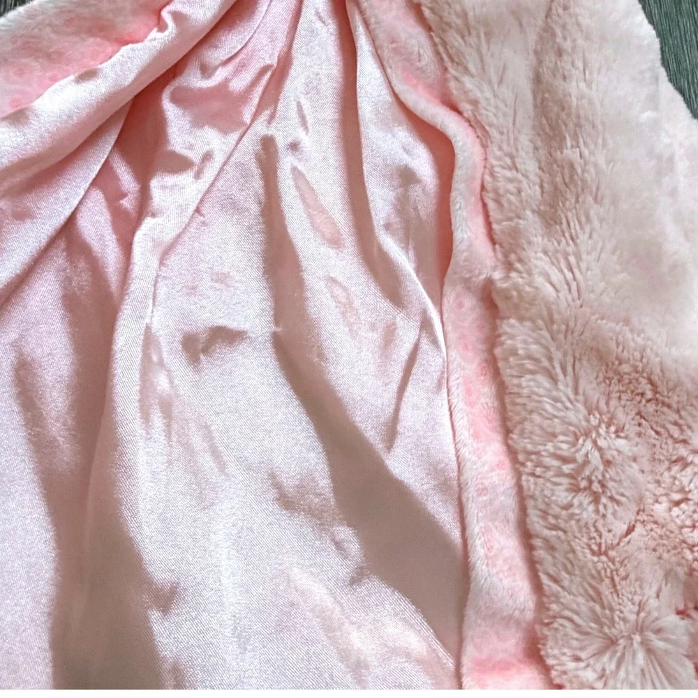 Nat & Jules‎ Pink Bear Puppet Blanket Plush Lovey Satin Lined Heart Detail
